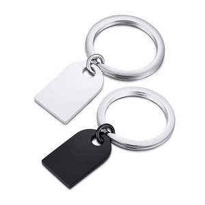Custom engraved stainless steel heart keychain tags in silver and black metal finish