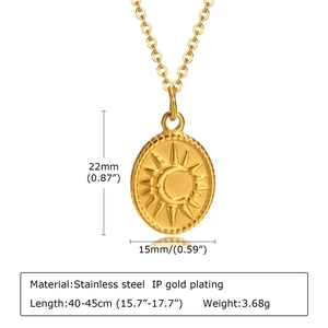 Detailansicht des 22x15mm Sonnen-Mond-Anhängers mit Goldbeschichtung und Größenangaben
