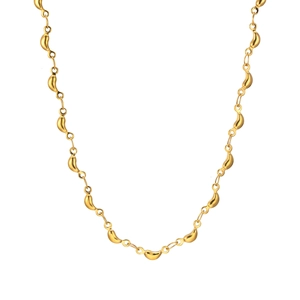 Elegante collana in acciaio inossidabile dorato con segmenti a forma di fagiolo a forma di V