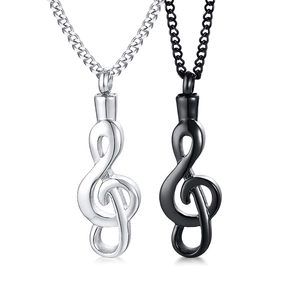 Stainless Steel Music Note Treble Clef Cremation Urn Necklace For Ashes Memorial Pendant Memorial Jewelry For Men Women Unisex