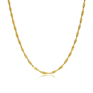 Collier chaîne à vagues en acier inoxydable plaqué or 18k avec texture en spirale