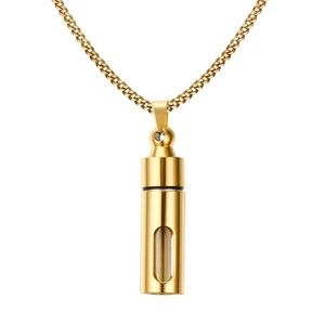 Collier Urne en Acier Inoxydable pour Cendres Pendentif Bouteille de Parfum Avec Fenêtre en Verre Bijoux Commémoratifs