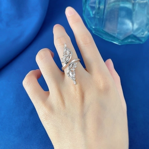 Detailed close-up of S925 silver marquise-cut marquise adjustable ring on hand