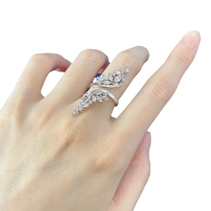Minimalist S925 sterling silver open ring with marquise-cut marquise simulated diamond