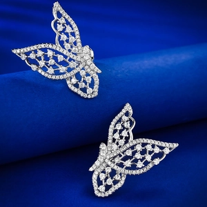 Minimalist S925 sterling silver hollow butterfly stud earrings with zircon stones