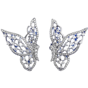 Minimalist S925 sterling silver hollow butterfly stud earrings with pavé zircon stones