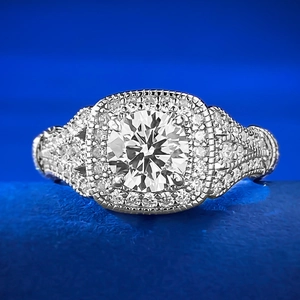 Bague Halo Fleur en Argent Sterling 925 pour Femme Incrustée de Strass Blancs Ronds Bijou de Mariage Fiançailles