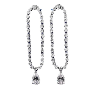 925 silver pear cut teardrop earrings featuring a double row of paved round stones