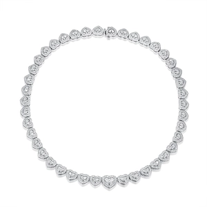 Luxueux collier coeur en argent S925 avec pavé de diamants étincelants