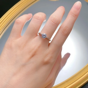 Classic 925 sterling silver ring with a sparkling one-carat solitaire round diamond