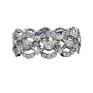 925 silver hollow vintage ring with sparkling zircon stones on a white background
