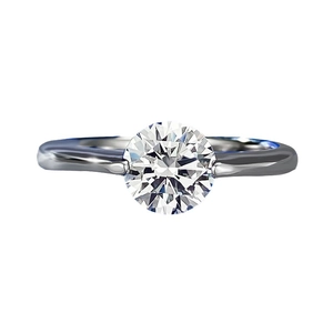 Classic 925 silver ring featuring a large brilliant-cut round solitaire stone on white