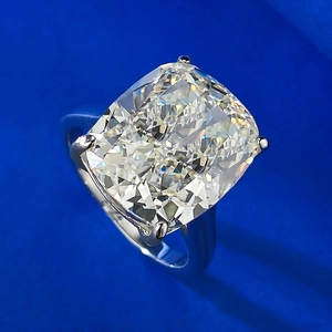 6 carat cushion cut simulated diamond ring in s925 silver on royal blue texture