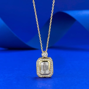 925 Sterling Silver Perfume Bottle Pendant Necklace For Women Luxury Rhinestone Inlaid Geometric Emerald Cut Gold Plated Jewelry