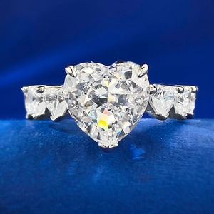 Bague Eternity en Argent Sterling 925 avec Strass en Forme de Cœur Élégante Bague de Fiançailles Mariage Femme Bijoux Cadeau