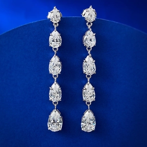 Orecchini Pendenti in Argento Sterling 925 con Taglio a Pera Lusso Bianco Giallo Goccia d'Acqua Strass Intarsiati per Donna