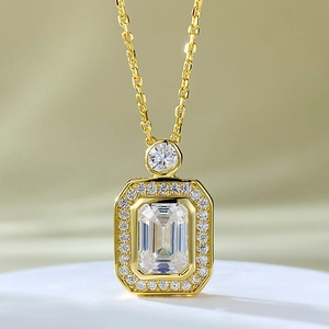 Close-up of a 925 silver perfume bottle pendant with emerald-cut stone and pavé details