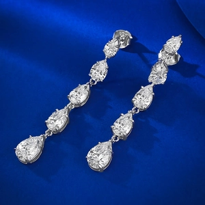 Macro di ganci per orecchini in argento 925 con pietre a goccia con taglio a pera