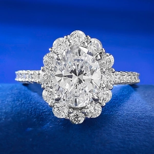 Elegant 925 Sterling Silver Oval Halo Ring For Women Luxurious Rhinestone Inlaid Wedding Engagement Anniversary Jewelry