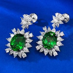 Detailed view of S925 sterling silver stamp on nano green gemstone stud earrings