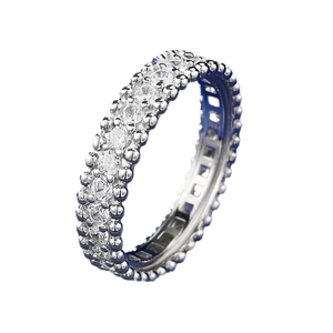 Classic 925 sterling silver eternity ring with three rows of sparkling zircon stones