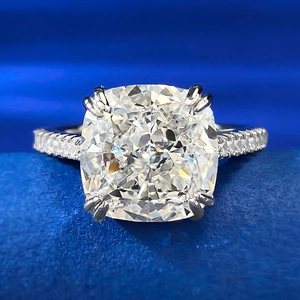 Elegante Anello In Argento Sterling 925 Taglio Cushion Strass Bianco Per Donna Pavé Intarsiato Geometrico Fidanzamento Matrimonio Gioielli