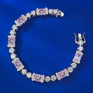 Bracelet en Argent Sterling 925 Zirconia Rose Pour Femmes Luxueux Bracelet Tennis en Strass Taille Radiant Bijoux Élégants Cadeau