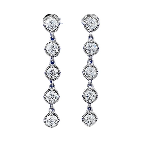Elegant S925 sterling silver drop earrings featuring five graduated round cubic zirconia stones