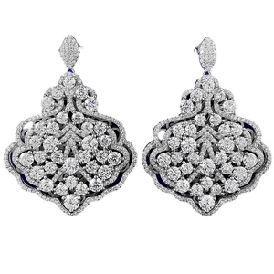 Luxurious S925 silver leaf chandelier earrings with hand-set pavé crystals for women