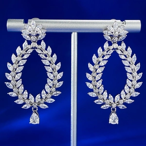 Boucles d'oreilles luxe S925 en argent sterling avec marquises et pendentifs poire