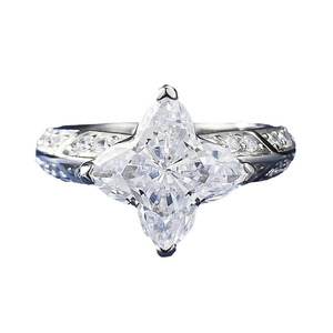 Bague élégante en argent s925 avec un grand diamant taille étoile et pavé de cristaux
