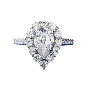 Bague élégante en argent sterling 925 avec un centre en forme de poire de 6x9 mm