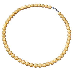 Einlagige goldene Perlenkette mit hohem Glanz und sicherem silbernem Metallverschluss