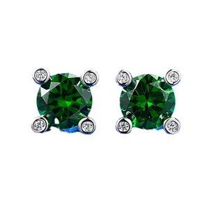 Classic 925 silver stud earrings featuring 1ct round green sapphire in four-prong setting