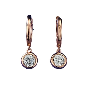 Boucles d'oreilles créoles bulles en argent S925 avec finition or rose et zircon