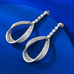 Sparkling S925 sterling silver drop earrings with marquise crystals for evening wear