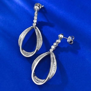 Elegant S925 sterling silver drop earrings with shimmering cubic zirconia for formal events