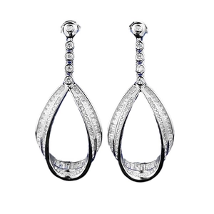 Sparkling S925 silver water drop dangle earrings featuring white zircon pavé setting