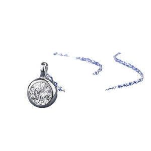 Élégant collier en argent sterling S925 avec pendentif rond de 6,5mm serti clos poli