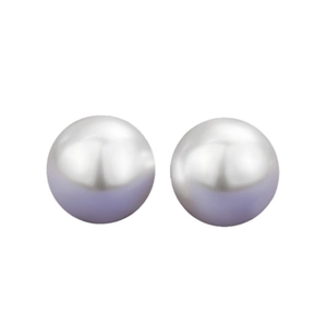 French style S925 sterling silver round pearl earrings with high-luster mirror finish