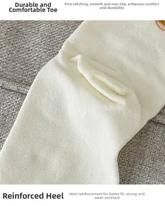 Detailed macro view of reinforced heel and flat seamless toe on white cotton socks