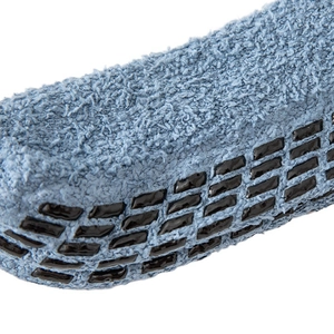 Hellblaue Korallenfleece-Socken mit rutschfesten Silikon-Noppen an der Unterseite