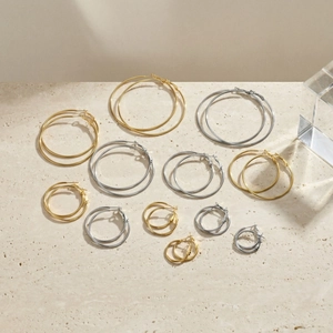 Boucles Oreilles Anneaux Minimalistes Acier Inoxydable Femmes Style Coréen Polis Ronds Or Argent Bijoux Fantaisie