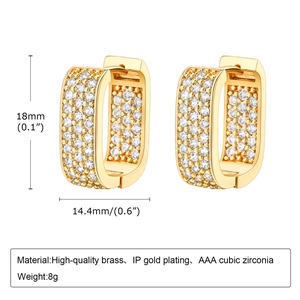 Detail view showing dimensions and materials of gold plated brass star hoop earrings