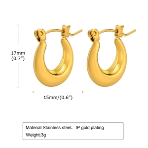 Détails des boucles d'oreilles créoles en forme de U en acier inoxydable plaqué or 18K