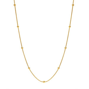 Collier chaîne serpent minimaliste en acier inoxydable doré avec perles polies pour femme