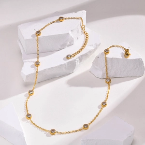Minimalist Stainless Steel Zirconia Necklace For Women Electroplated Clavicle Chain Fashion Commute Necklaces Jewelry Gift