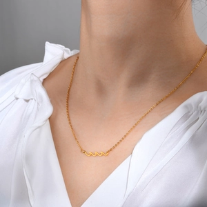 Minimalist Stainless Steel Wave Pendant Necklace For Women Gold Plated Dainty Ocean Wave Charm Fashion Jewelry Accessory