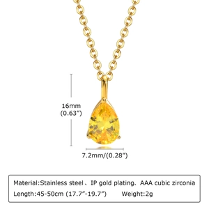 Tableau des tailles détaillé pour collier en acier doré avec pendentif en oxyde de zirconium