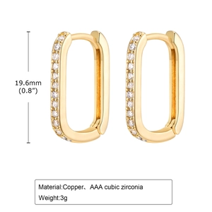 Detailed dimensions of 18K gold plated copper hoop earrings with AAA cubic zirconia
